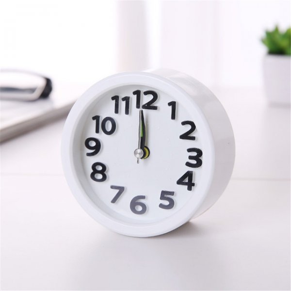 Square Round Alarm Clock Small Silent Table Alarm Clock Snooze Sweeping Wake Up Clock Battery Powered Portable Alarm Clock